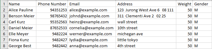 CSV Sample File